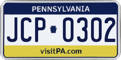 PA license plate JCP0302