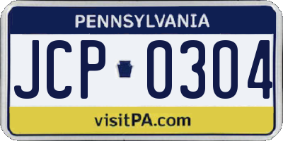 PA license plate JCP0304