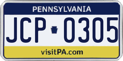 PA license plate JCP0305