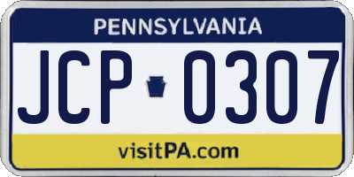 PA license plate JCP0307
