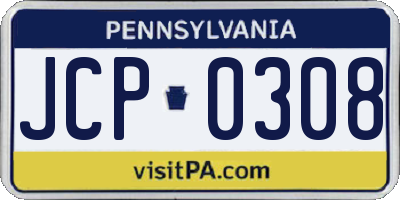 PA license plate JCP0308
