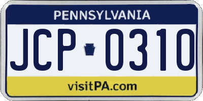 PA license plate JCP0310