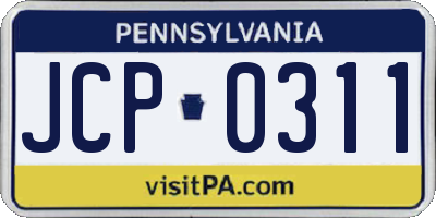 PA license plate JCP0311