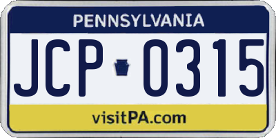 PA license plate JCP0315
