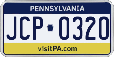 PA license plate JCP0320