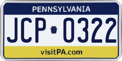 PA license plate JCP0322