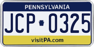 PA license plate JCP0325