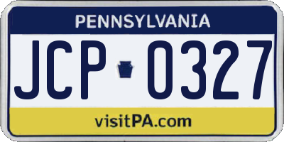 PA license plate JCP0327