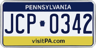 PA license plate JCP0342
