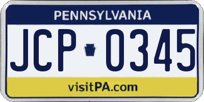 PA license plate JCP0345