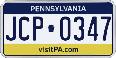 PA license plate JCP0347