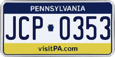 PA license plate JCP0353