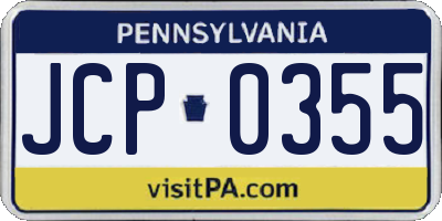 PA license plate JCP0355