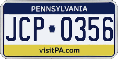 PA license plate JCP0356
