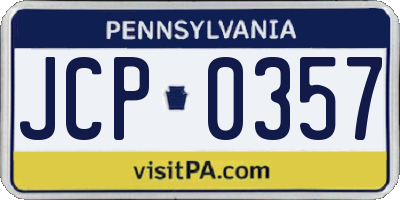 PA license plate JCP0357