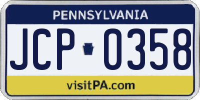 PA license plate JCP0358