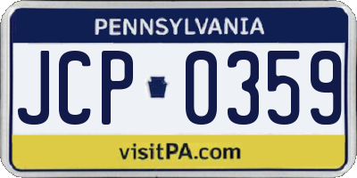 PA license plate JCP0359