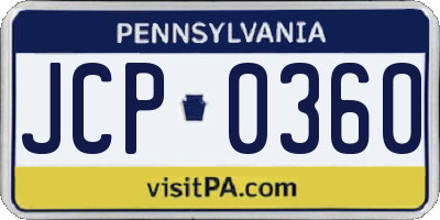 PA license plate JCP0360