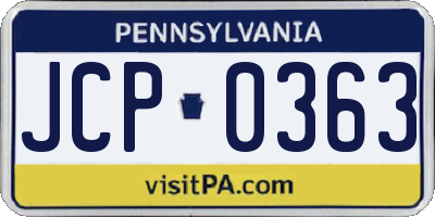 PA license plate JCP0363