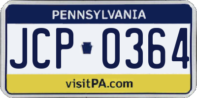 PA license plate JCP0364