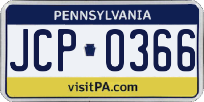 PA license plate JCP0366