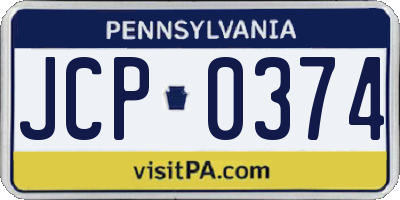 PA license plate JCP0374