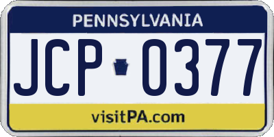 PA license plate JCP0377