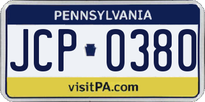 PA license plate JCP0380