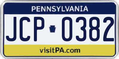 PA license plate JCP0382