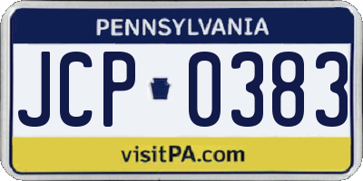 PA license plate JCP0383