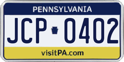 PA license plate JCP0402