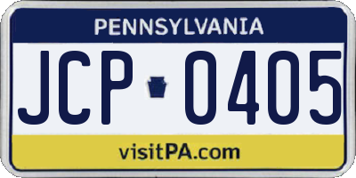 PA license plate JCP0405