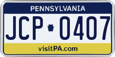 PA license plate JCP0407