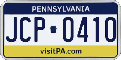 PA license plate JCP0410