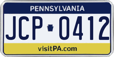 PA license plate JCP0412