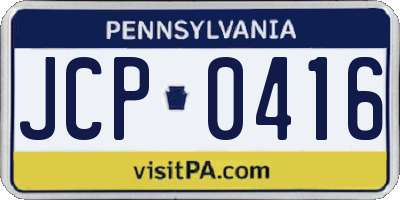 PA license plate JCP0416