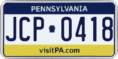 PA license plate JCP0418