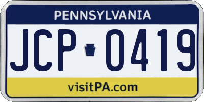 PA license plate JCP0419