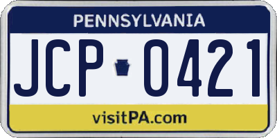 PA license plate JCP0421