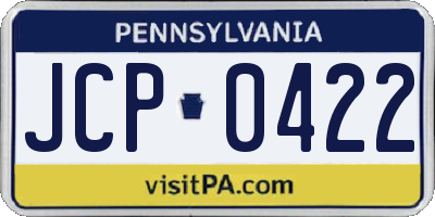 PA license plate JCP0422