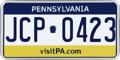 PA license plate JCP0423
