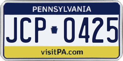 PA license plate JCP0425