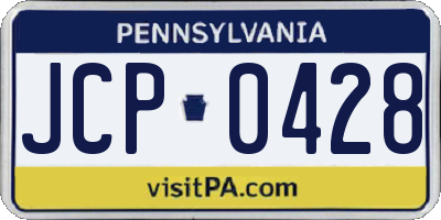 PA license plate JCP0428
