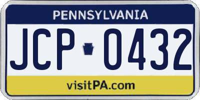 PA license plate JCP0432