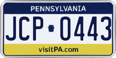 PA license plate JCP0443