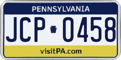 PA license plate JCP0458