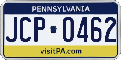 PA license plate JCP0462