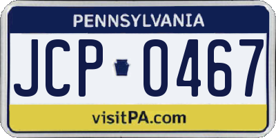 PA license plate JCP0467