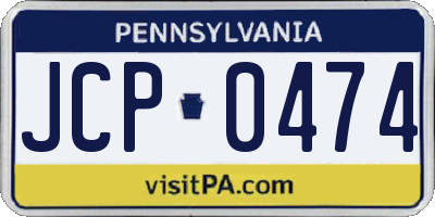 PA license plate JCP0474