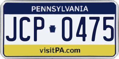 PA license plate JCP0475